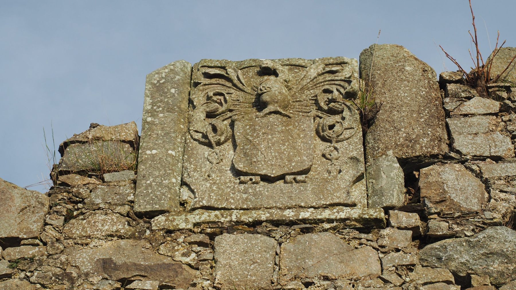 Carved heraldic stone set into the old castle wall